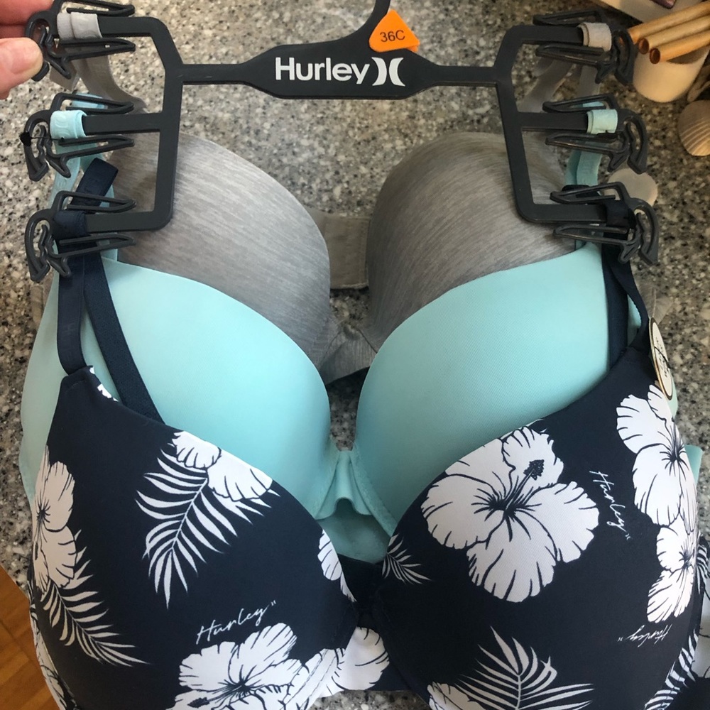 3 pack Hurley brand bras. Not worn. 36 C